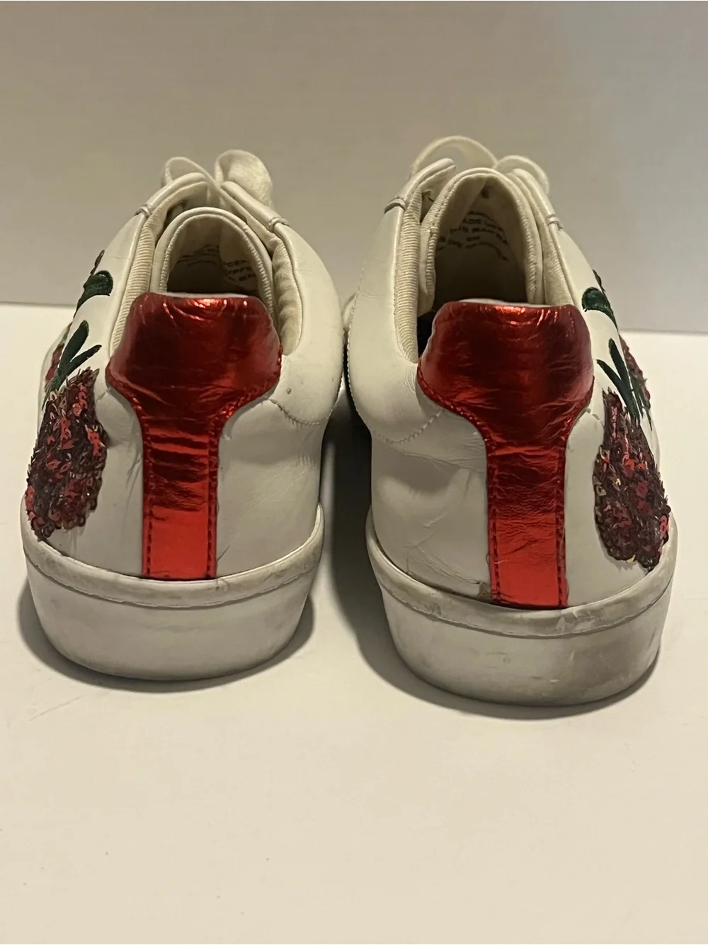 INC International Concepts Floral Sequin Sneakers White Red Women’s Size 8